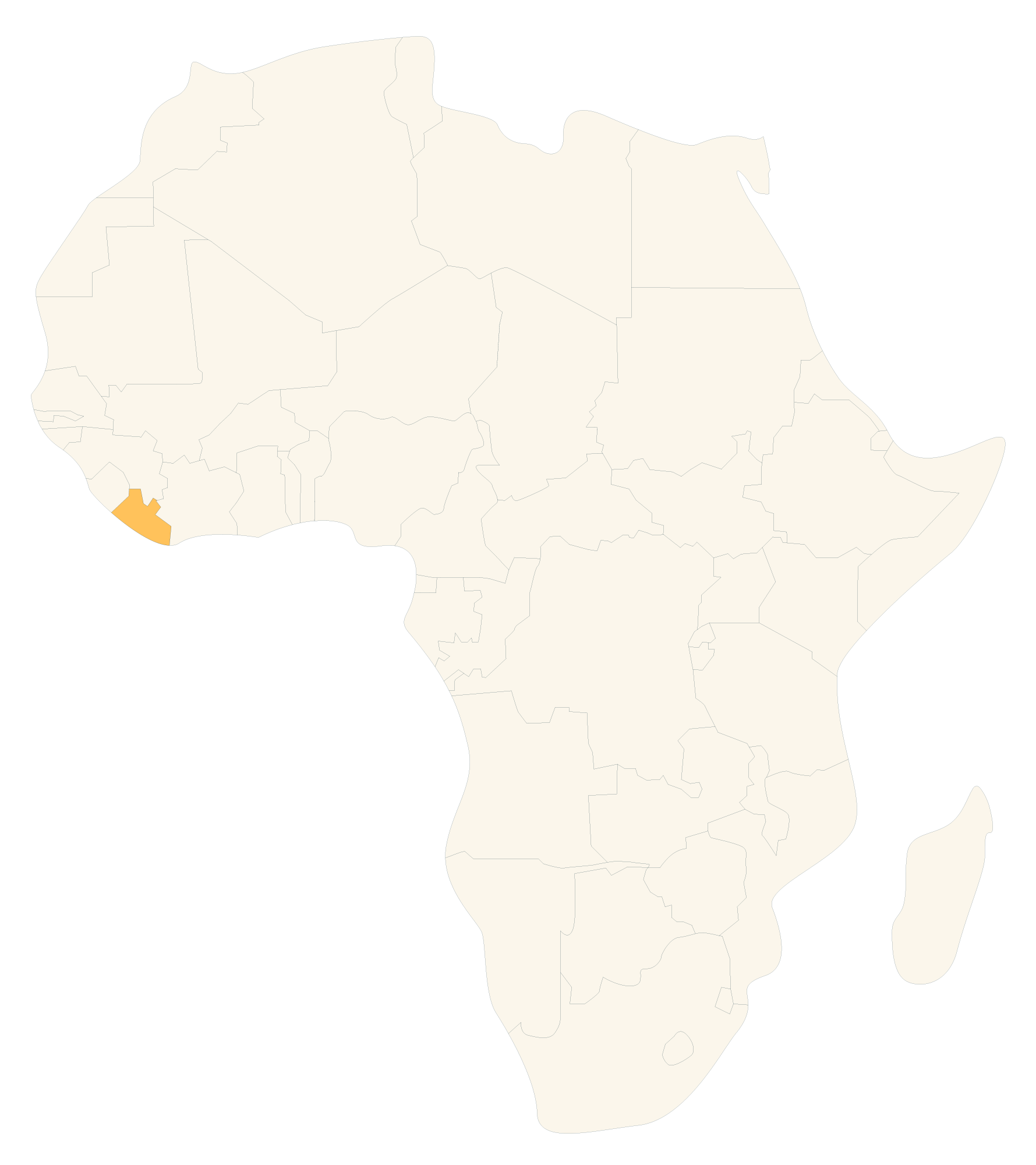 Map of Africa with Liberia highlighted